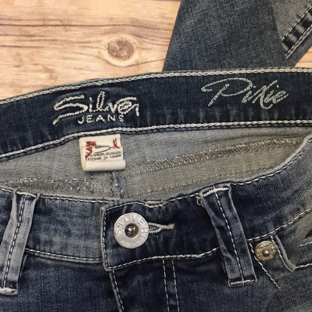 Silver Distressed Pixie Jeans - image 3